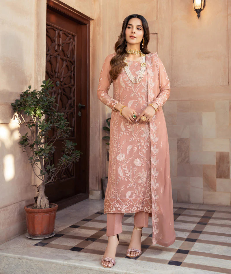 Embroidered Chiffon Stitched 3 PC Suit | Irsa