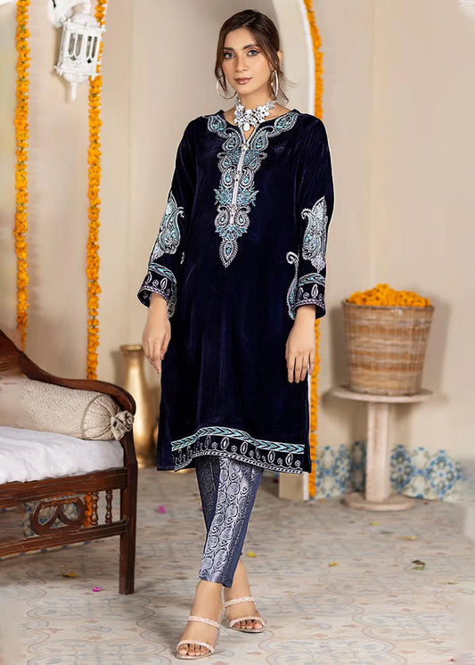 Madame Embroidered Velvet Shirt -2549 - Pret