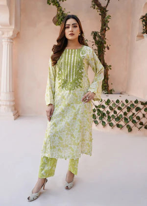 2Pc Embroidered & Digital Print Lawn